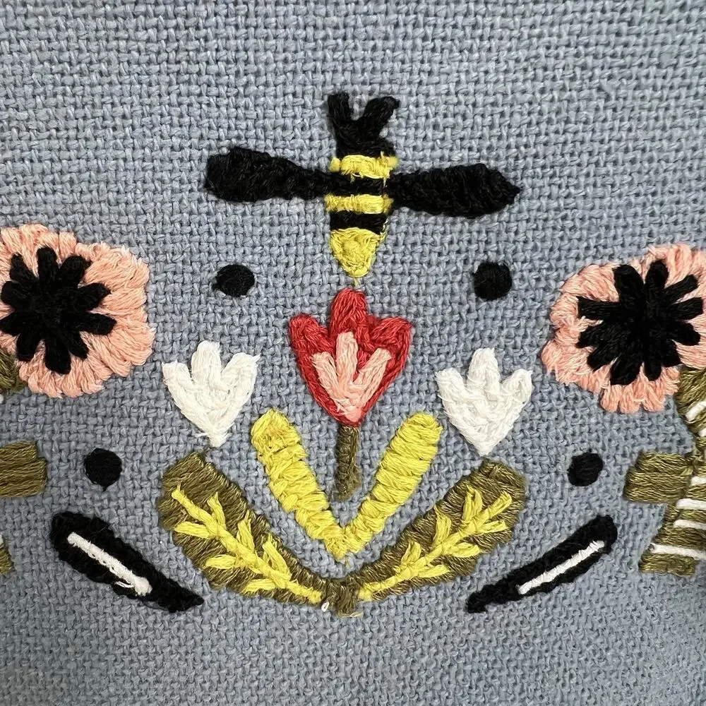 Danica Studio Frida Sweet Bees‎ Bee Floral Embroidery Small Cosmetic Pouch Bag